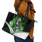 Garrett Morgan Leather Tote Bag with Gas Mask Invention Illustration, Inventing to Save Lives Quote - African Pride