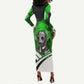 Garrett Morgan Long Sleeve Bodycon Dress with Gas Mask Invention Illustration, Inventing to Save Lives Quote - African Pride