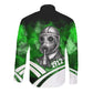 Garrett Morgan Long Sleeve Button Shirt with Gas Mask Invention Illustration, Inventing to Save Lives Quote - African Pride