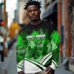 Garrett Morgan Long Sleeve Shirt with Gas Mask Invention Illustration, Inventing to Save Lives Quote - African Pride