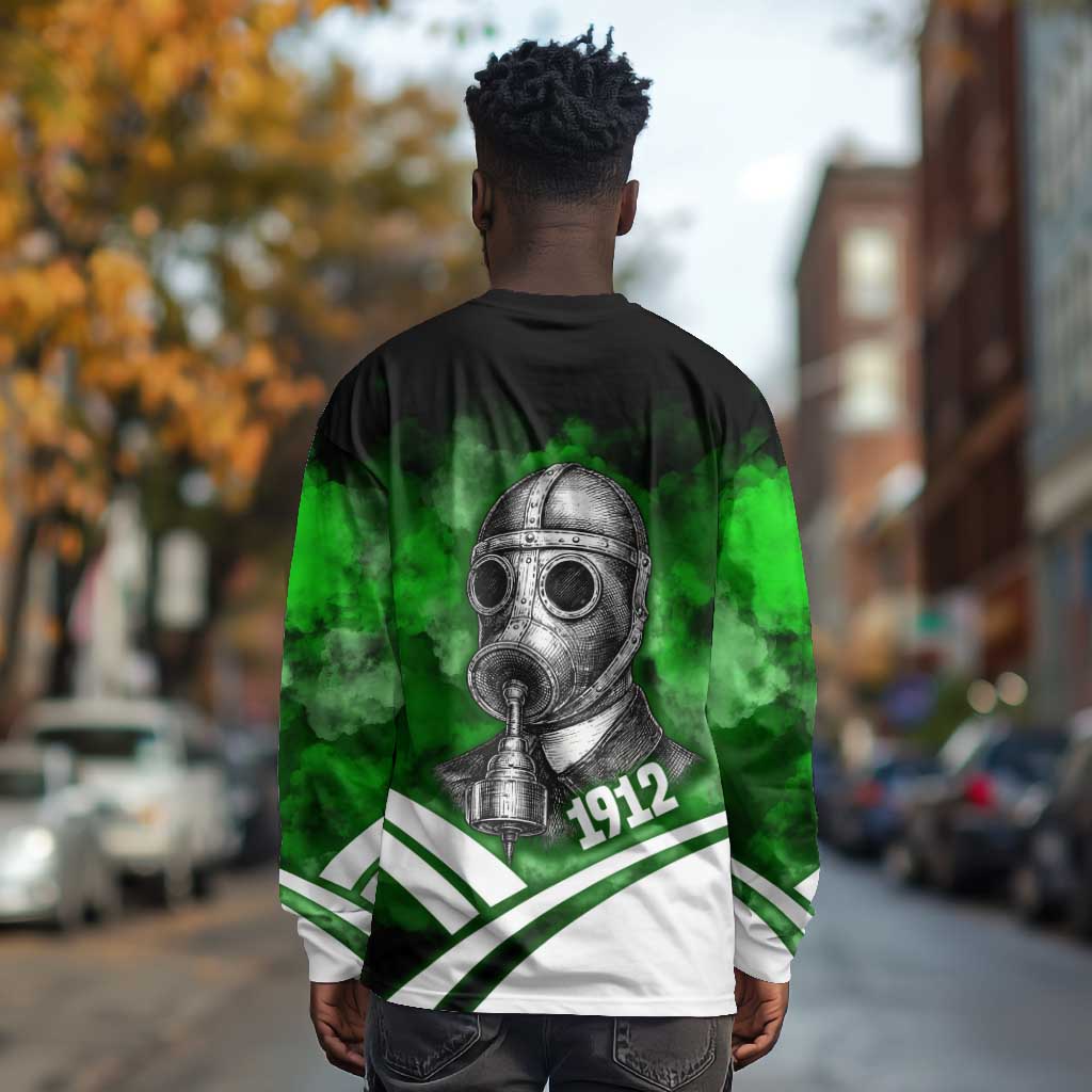 Garrett Morgan Long Sleeve Shirt with Gas Mask Invention Illustration, Inventing to Save Lives Quote - African Pride