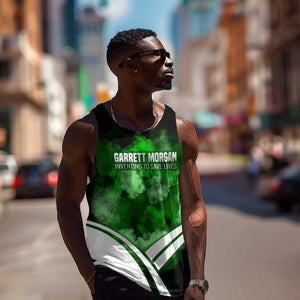 Garrett Morgan Men Tank Top with Gas Mask Invention Illustration, Inventing to Save Lives Quote - African Pride