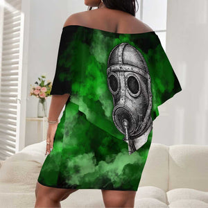 Garrett Morgan Off Shoulder Short Dress with Gas Mask Invention Illustration, Inventing to Save Lives Quote - African Pride