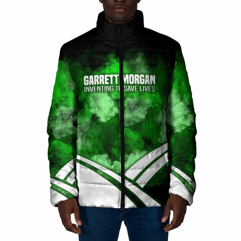Garrett Morgan Padded Jacket with Gas Mask Invention Illustration, Inventing to Save Lives Quote - African Pride