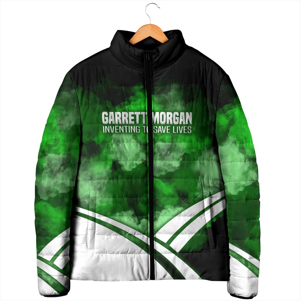Garrett Morgan Padded Jacket with Gas Mask Invention Illustration, Inventing to Save Lives Quote - African Pride