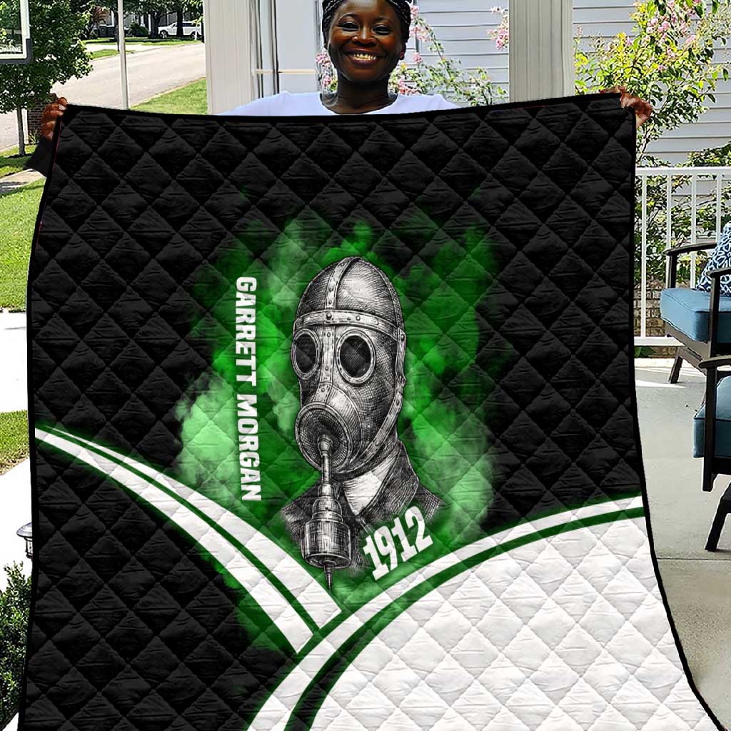 Garrett Morgan Quilt with Gas Mask Invention Illustration, Inventing to Save Lives Quote - African Pride