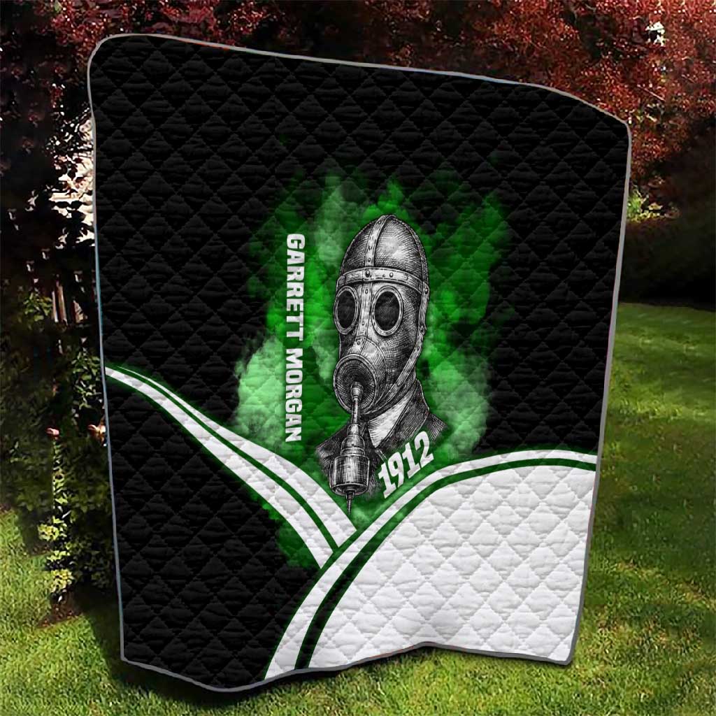Garrett Morgan Quilt with Gas Mask Invention Illustration, Inventing to Save Lives Quote - African Pride