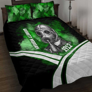 Garrett Morgan Quilt Bed Set with Gas Mask Invention Illustration, Inventing to Save Lives Quote - African Pride