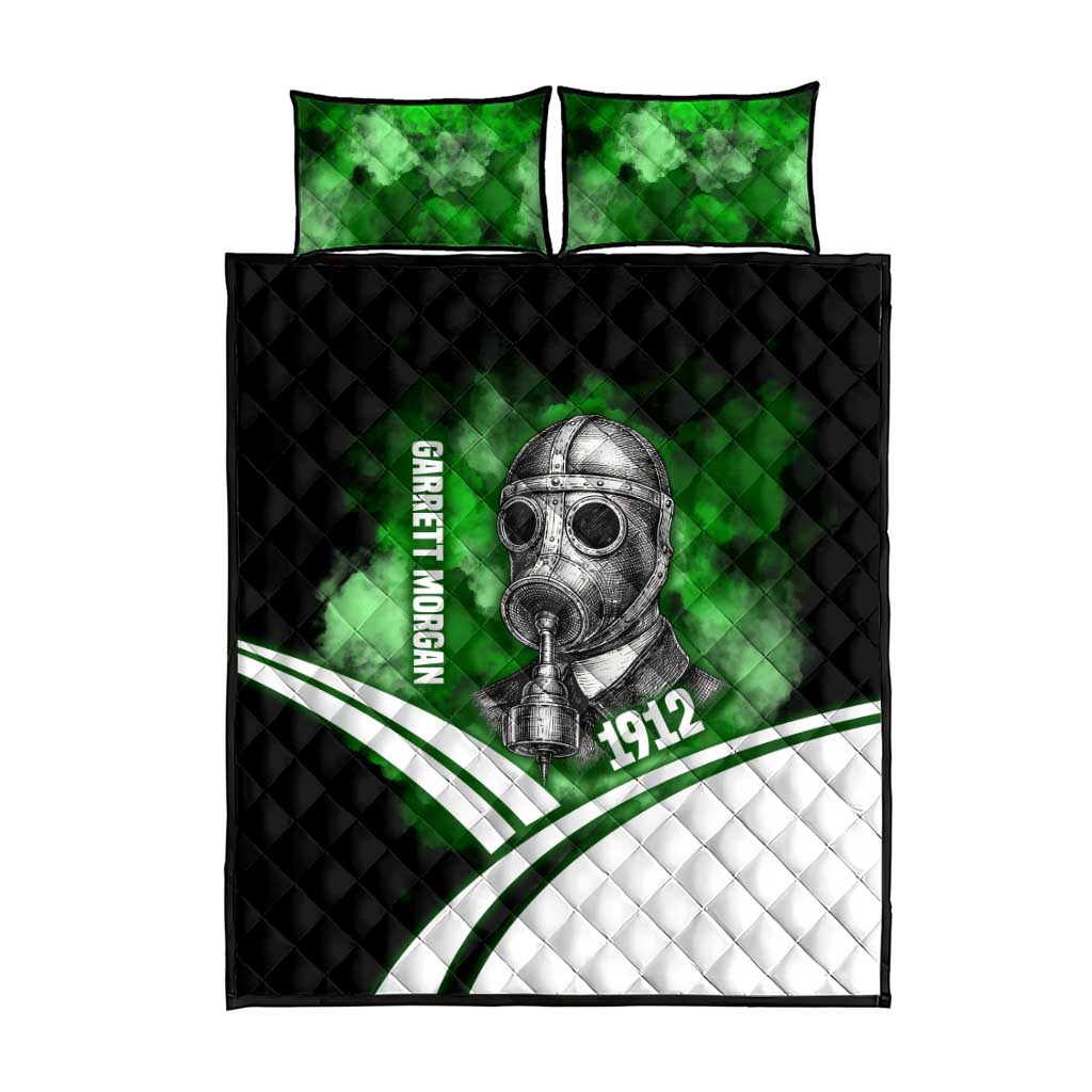Garrett Morgan Quilt Bed Set with Gas Mask Invention Illustration, Inventing to Save Lives Quote - African Pride