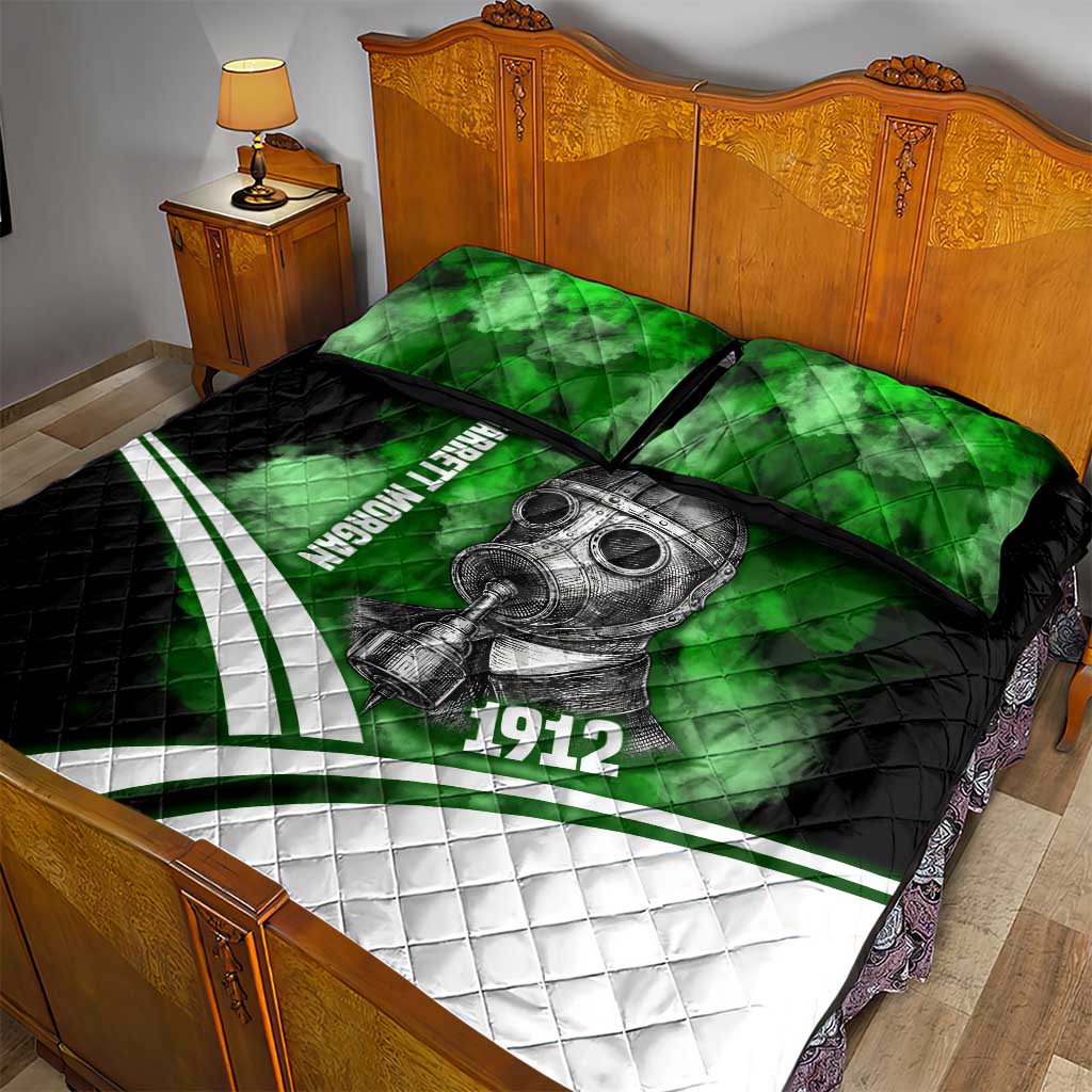 Garrett Morgan Quilt Bed Set with Gas Mask Invention Illustration, Inventing to Save Lives Quote - African Pride