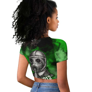 Garrett Morgan Raglan Cropped T shirt with Gas Mask Invention Illustration, Inventing to Save Lives Quote - African Pride