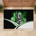 Garrett Morgan Rubber Doormat with Gas Mask Invention Illustration, Inventing to Save Lives Quote - African Pride