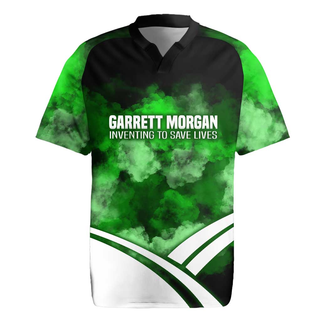 Garrett Morgan Rugby Jersey with Gas Mask Invention Illustration, Inventing to Save Lives Quote - African Pride