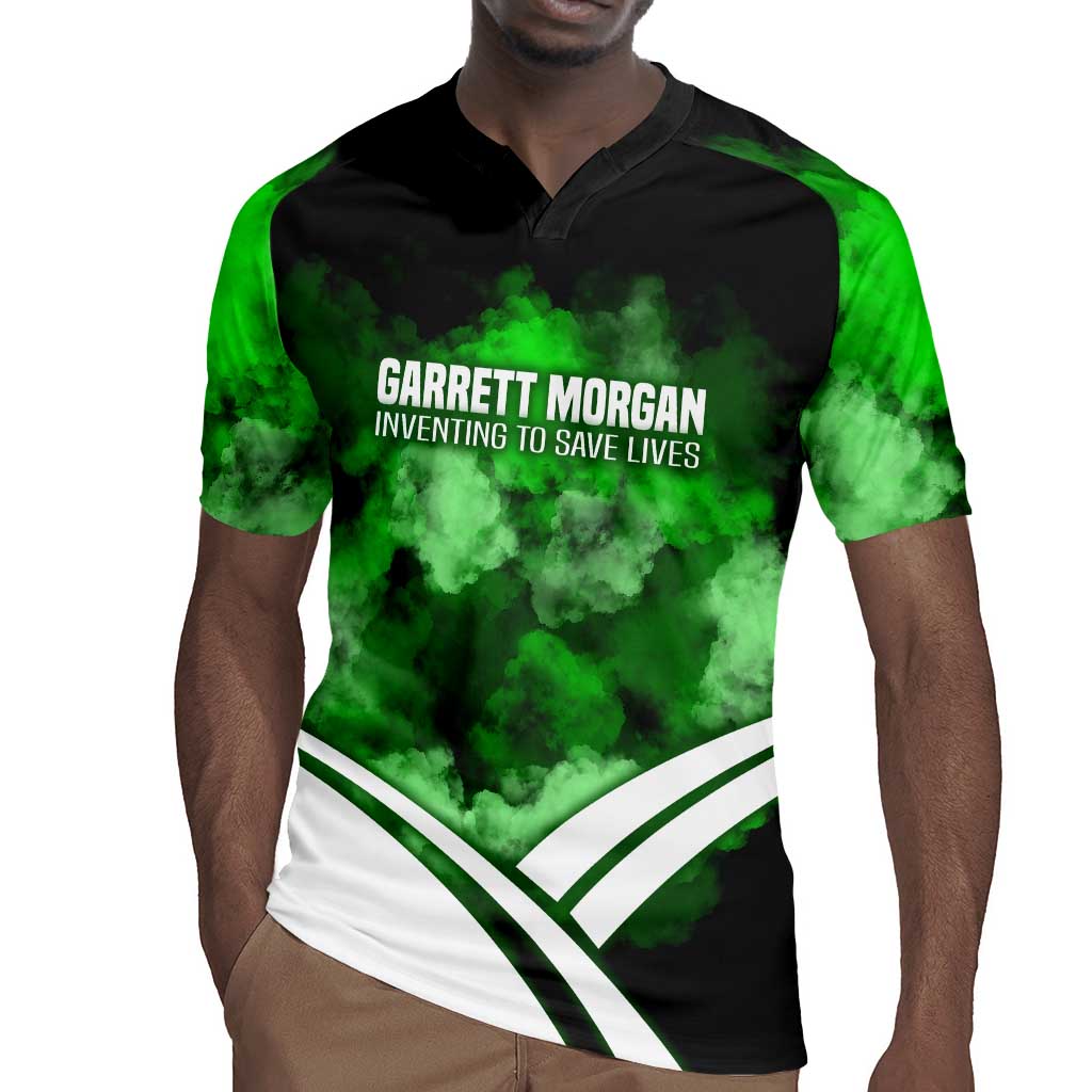 Garrett Morgan Rugby Jersey with Gas Mask Invention Illustration, Inventing to Save Lives Quote - African Pride