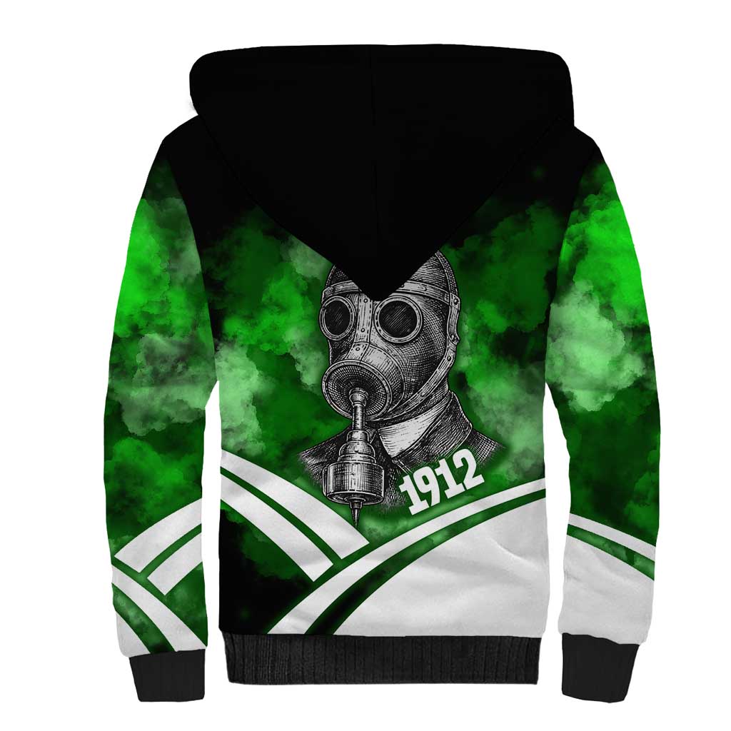 Garrett Morgan Sherpa Hoodie with Gas Mask Invention Illustration, Inventing to Save Lives Quote - African Pride