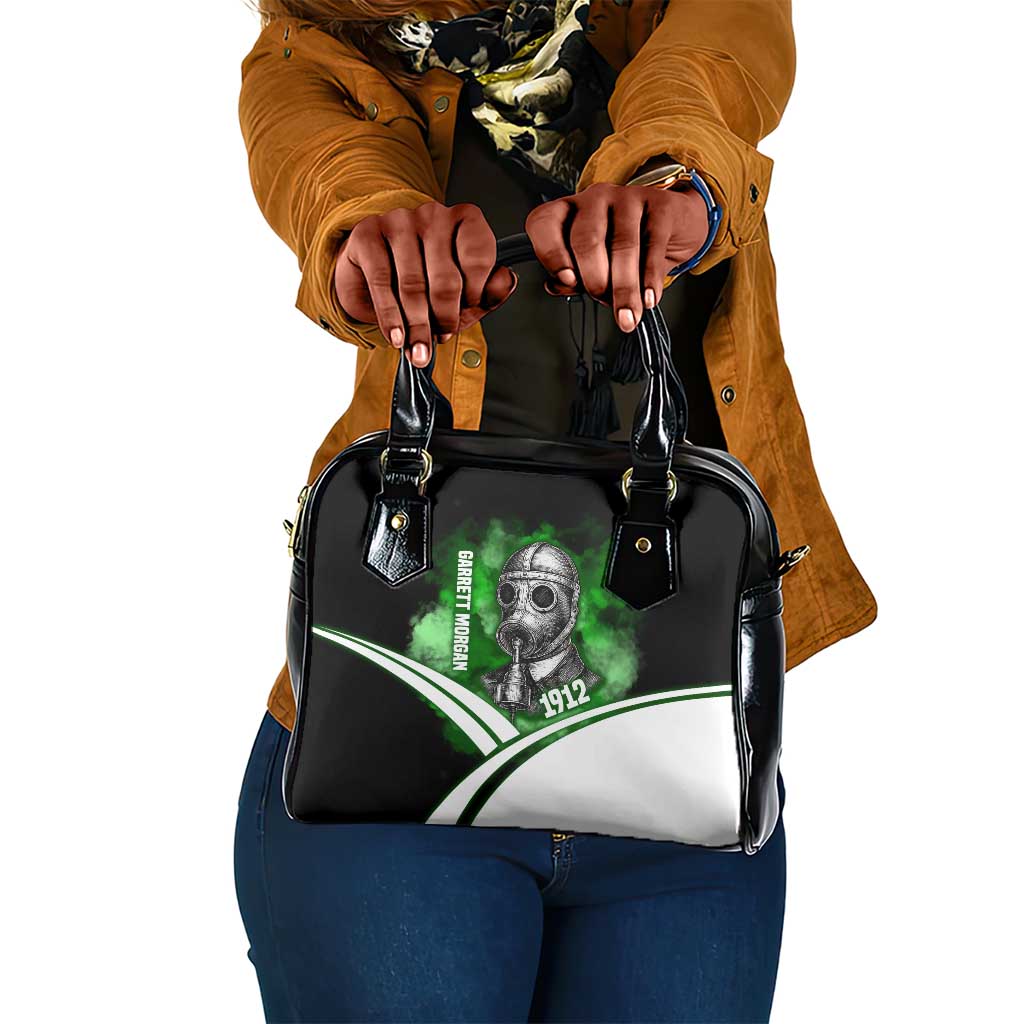 Garrett Morgan Shoulder Handbag with Gas Mask Invention Illustration, Inventing to Save Lives Quote - African Pride