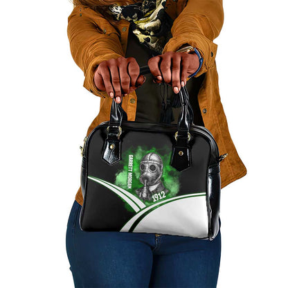 Garrett Morgan Shoulder Handbag with Gas Mask Invention Illustration, Inventing to Save Lives Quote - African Pride
