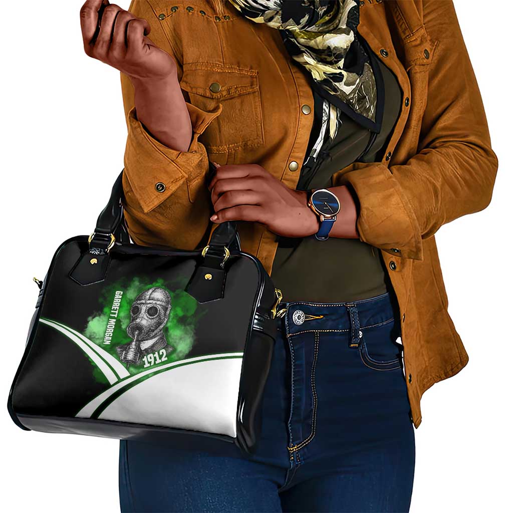 Garrett Morgan Shoulder Handbag with Gas Mask Invention Illustration, Inventing to Save Lives Quote - African Pride