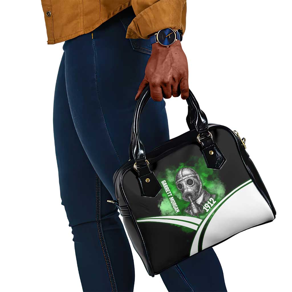 Garrett Morgan Shoulder Handbag with Gas Mask Invention Illustration, Inventing to Save Lives Quote - African Pride