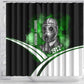 Garrett Morgan Shower Curtain with Gas Mask Invention Illustration, Inventing to Save Lives Quote - African Pride