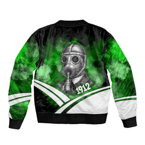 Garrett Morgan Sleeve Zip Bomber Jacket with Gas Mask Invention Illustration, Inventing to Save Lives Quote - African Pride