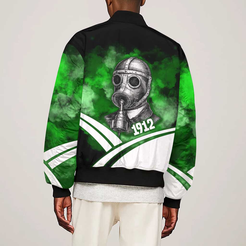 Garrett Morgan Sleeve Zip Bomber Jacket with Gas Mask Invention Illustration, Inventing to Save Lives Quote - African Pride