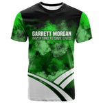 Garrett Morgan T shirt with Gas Mask Invention Illustration, Inventing to Save Lives Quote - African Pride