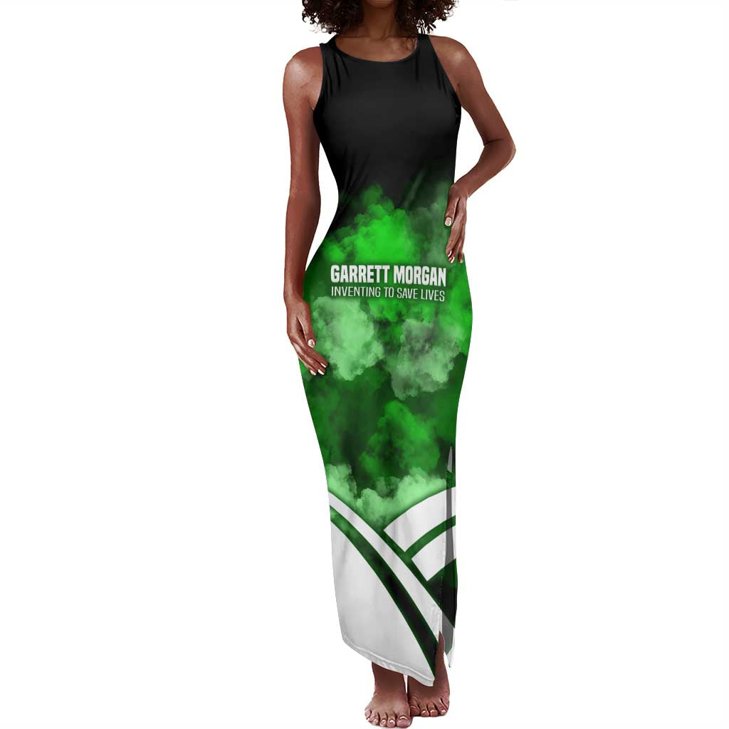 Garrett Morgan Tank Maxi Dress with Gas Mask Invention Illustration, Inventing to Save Lives Quote - African Pride