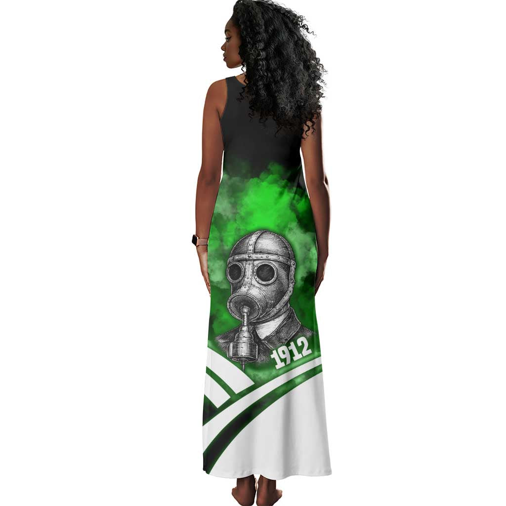 Garrett Morgan Tank Maxi Dress with Gas Mask Invention Illustration, Inventing to Save Lives Quote - African Pride