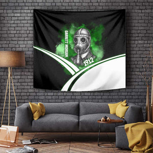 Garrett Morgan Tapestry with Gas Mask Invention Illustration, Inventing to Save Lives Quote - African Pride