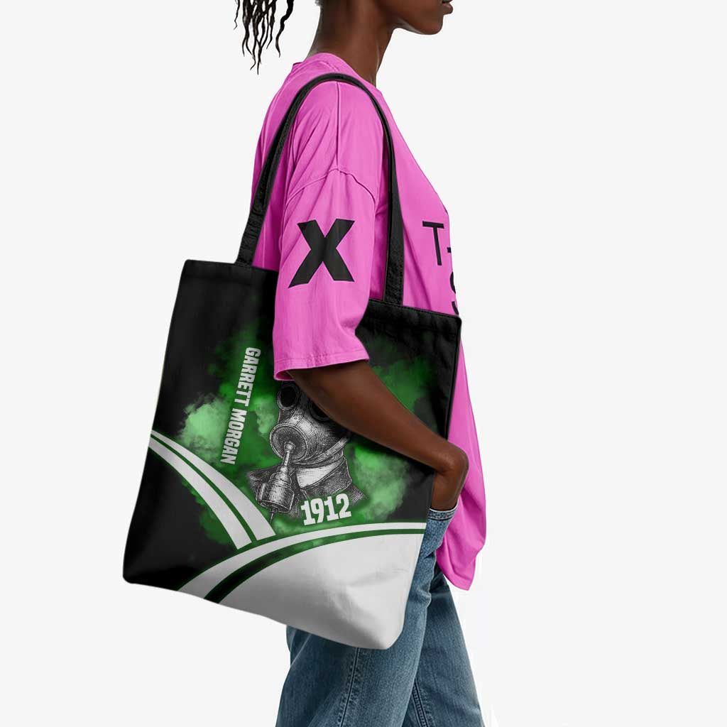 Garrett Morgan Tote Bag with Gas Mask Invention Illustration, Inventing to Save Lives Quote - African Pride