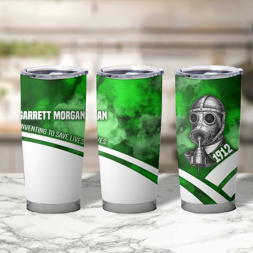 Garrett Morgan Tumbler Cup with Gas Mask Invention Illustration, Inventing to Save Lives Quote - African Pride