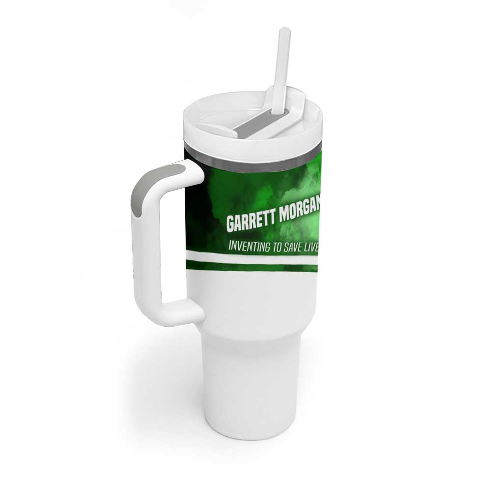 Garrett Morgan Tumbler With Handle with Gas Mask Invention Illustration, Inventing to Save Lives Quote - African Pride