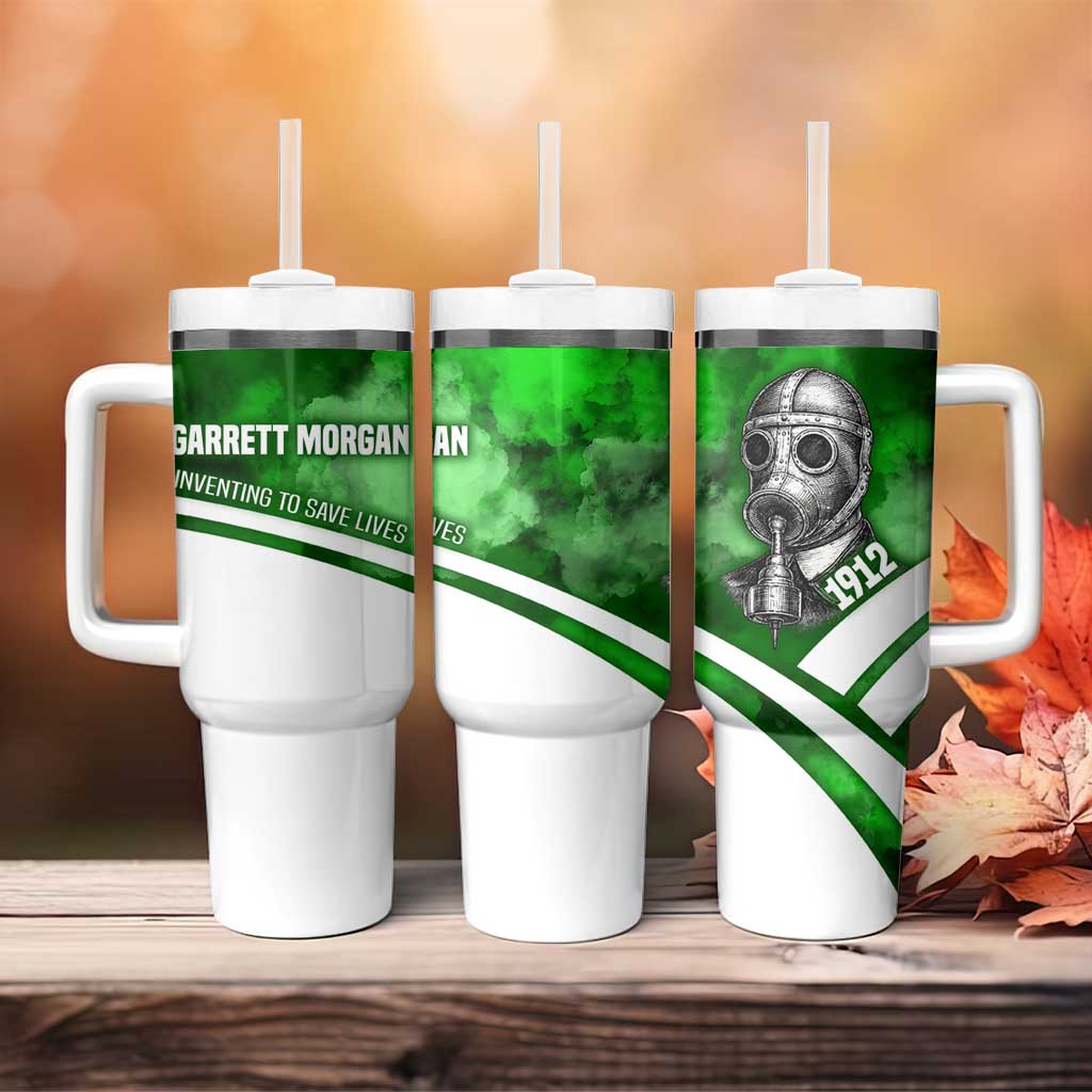 Garrett Morgan Tumbler With Handle with Gas Mask Invention Illustration, Inventing to Save Lives Quote - African Pride
