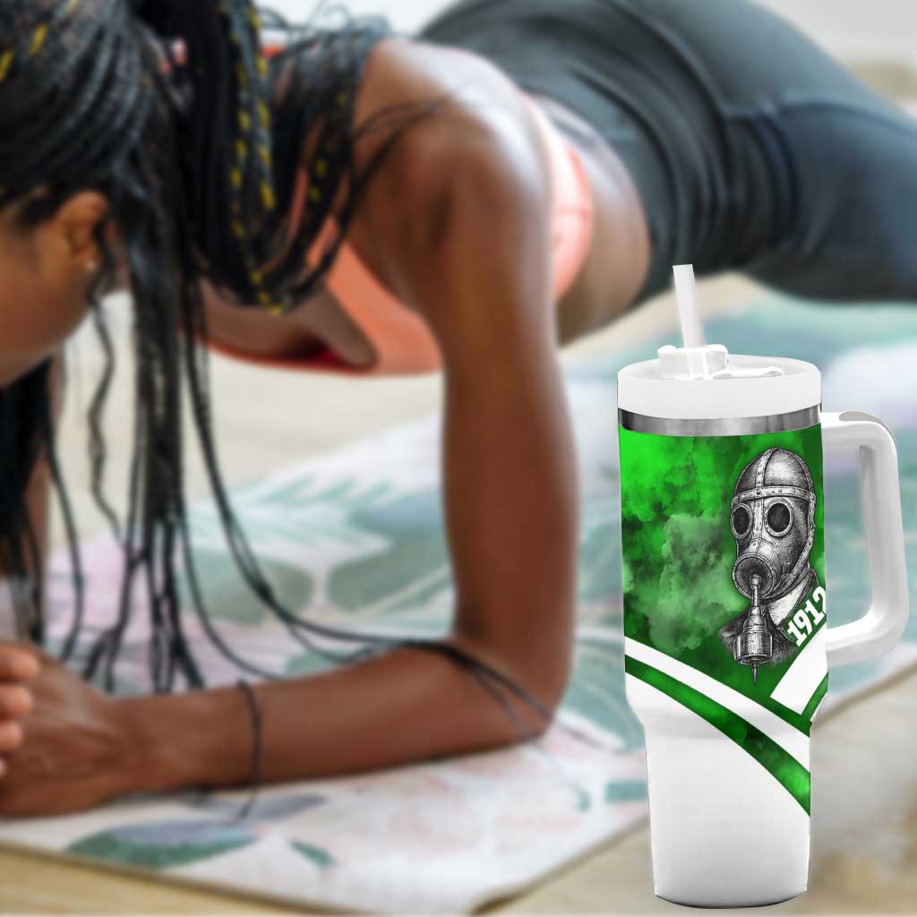 Garrett Morgan Tumbler With Handle with Gas Mask Invention Illustration, Inventing to Save Lives Quote - African Pride