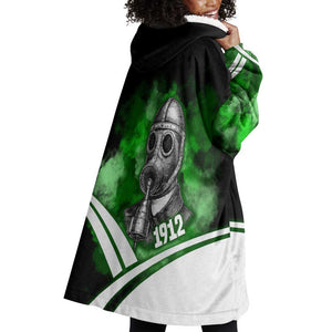 Garrett Morgan Wearable Blanket Hoodie with Gas Mask Invention Illustration, Inventing to Save Lives Quote - African Pride