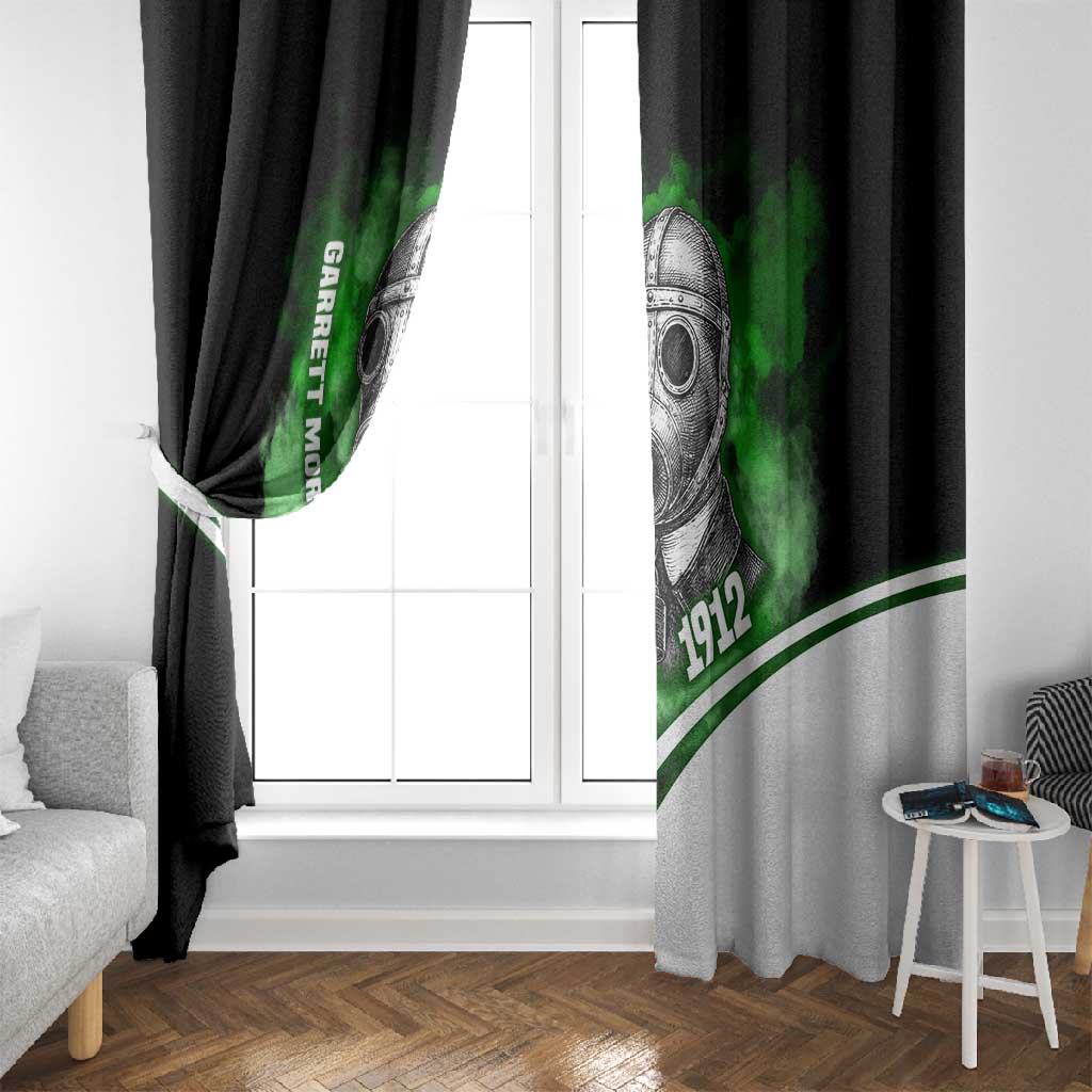 Garrett Morgan Window Curtain with Gas Mask Invention Illustration, Inventing to Save Lives Quote - African Pride