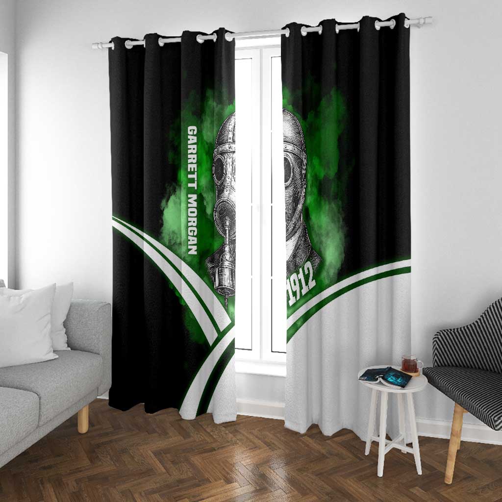 Garrett Morgan Window Curtain with Gas Mask Invention Illustration, Inventing to Save Lives Quote - African Pride
