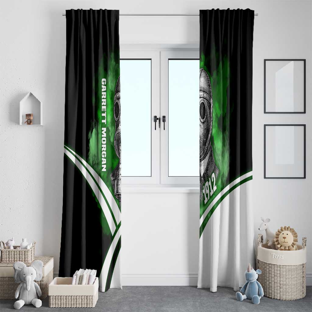 Garrett Morgan Window Curtain with Gas Mask Invention Illustration, Inventing to Save Lives Quote - African Pride