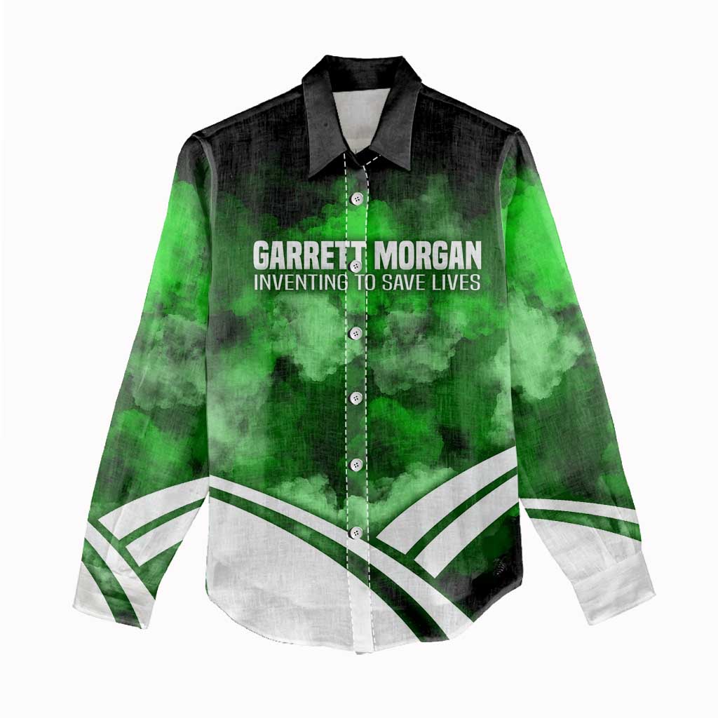 Garrett Morgan Women Casual Shirt with Gas Mask Invention Illustration, Inventing to Save Lives Quote - African Pride