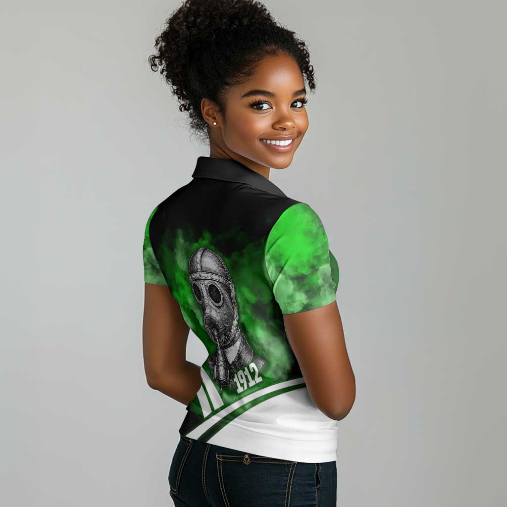 Garrett Morgan Women Polo Shirt with Gas Mask Invention Illustration, Inventing to Save Lives Quote - African Pride
