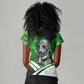 Garrett Morgan Women V-Neck T-Shirt with Gas Mask Invention Illustration, Inventing to Save Lives Quote - African Pride