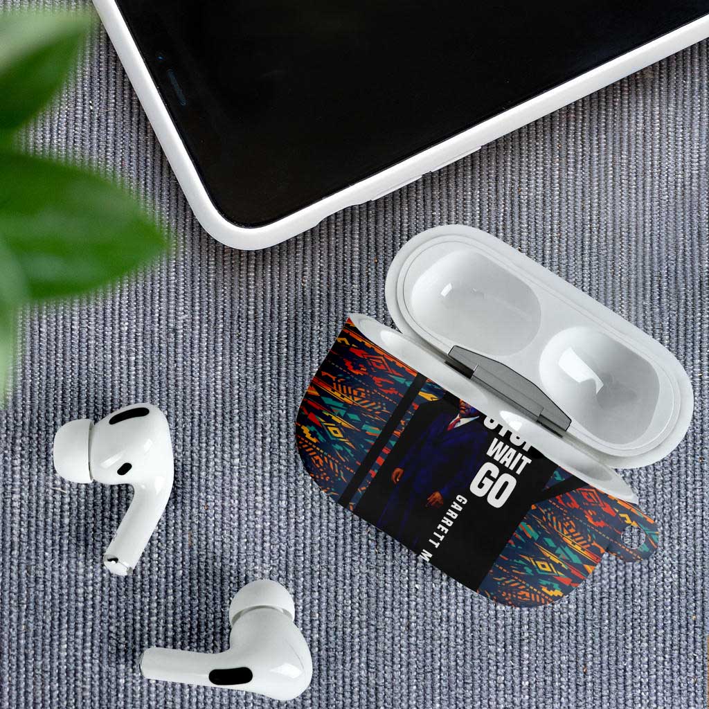 Garrett Morgan AirPods Case with Full Body Portrait, Stop Wait Go Quote, Traffic Light Design - African Pride