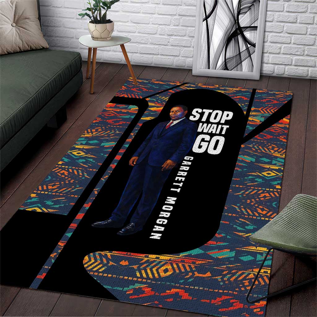 Garrett Morgan Area Rug with Full Body Portrait, Stop Wait Go Quote ...