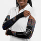 Garrett Morgan Arm Sleeves with Full Body Portrait, Stop Wait Go Quote, Traffic Light Design - African Pride