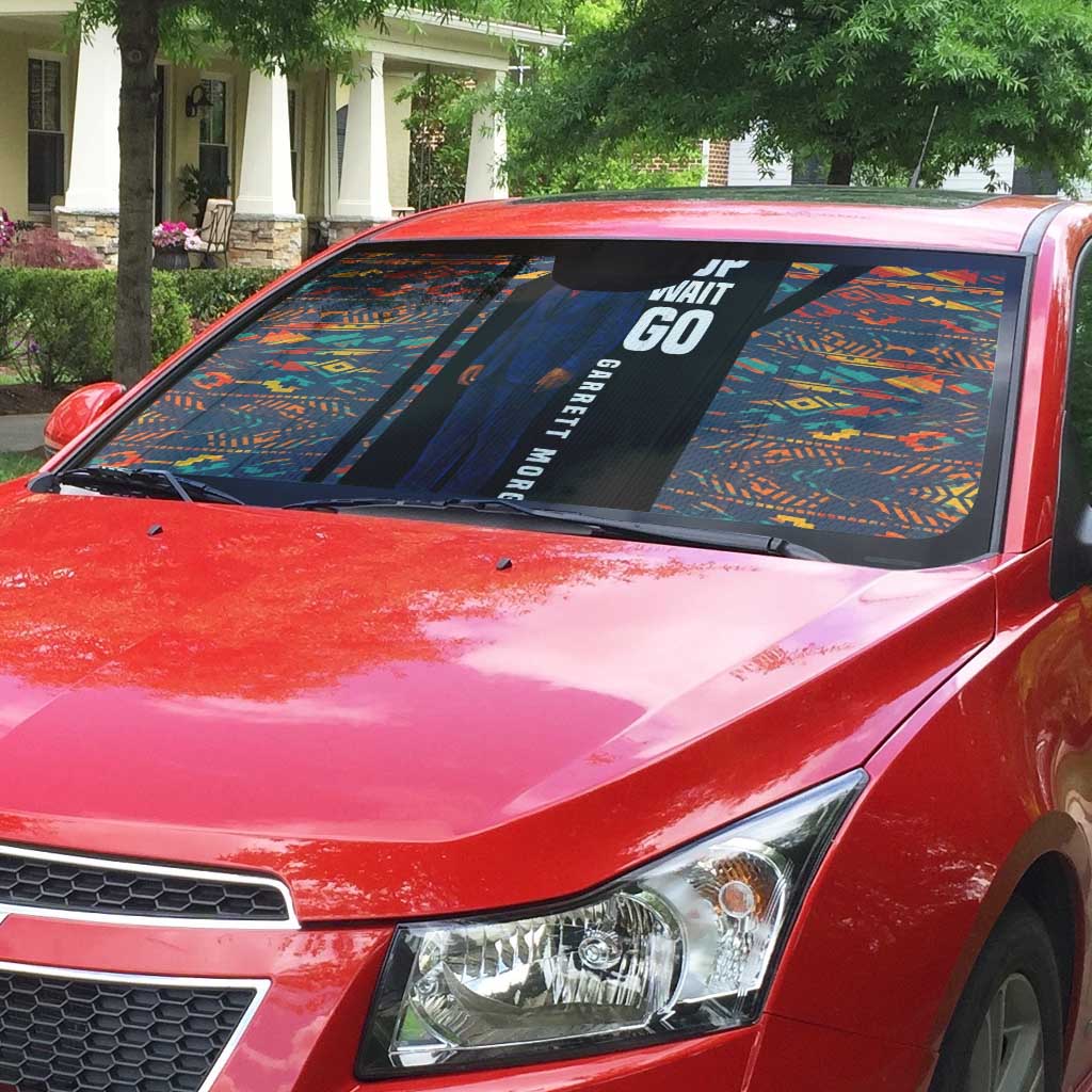 Garrett Morgan Auto Sun Shade with Full Body Portrait, Stop Wait Go Quote, Traffic Light Design - African Pride