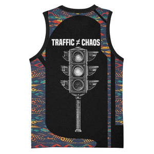 Garrett Morgan Basketball Jersey with Full Body Portrait, Stop Wait Go Quote, Traffic Light Design - African Pride