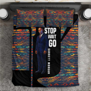 Garrett Morgan Bedding Set with Full Body Portrait, Stop Wait Go Quote, Traffic Light Design - African Pride