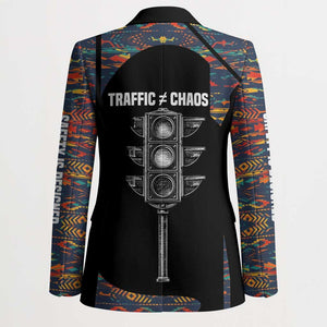 Garrett Morgan Blazer with Full Body Portrait, Stop Wait Go Quote, Traffic Light Design - African Pride