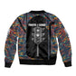 Garrett Morgan Bomber Jacket with Full Body Portrait, Stop Wait Go Quote, Traffic Light Design - African Pride